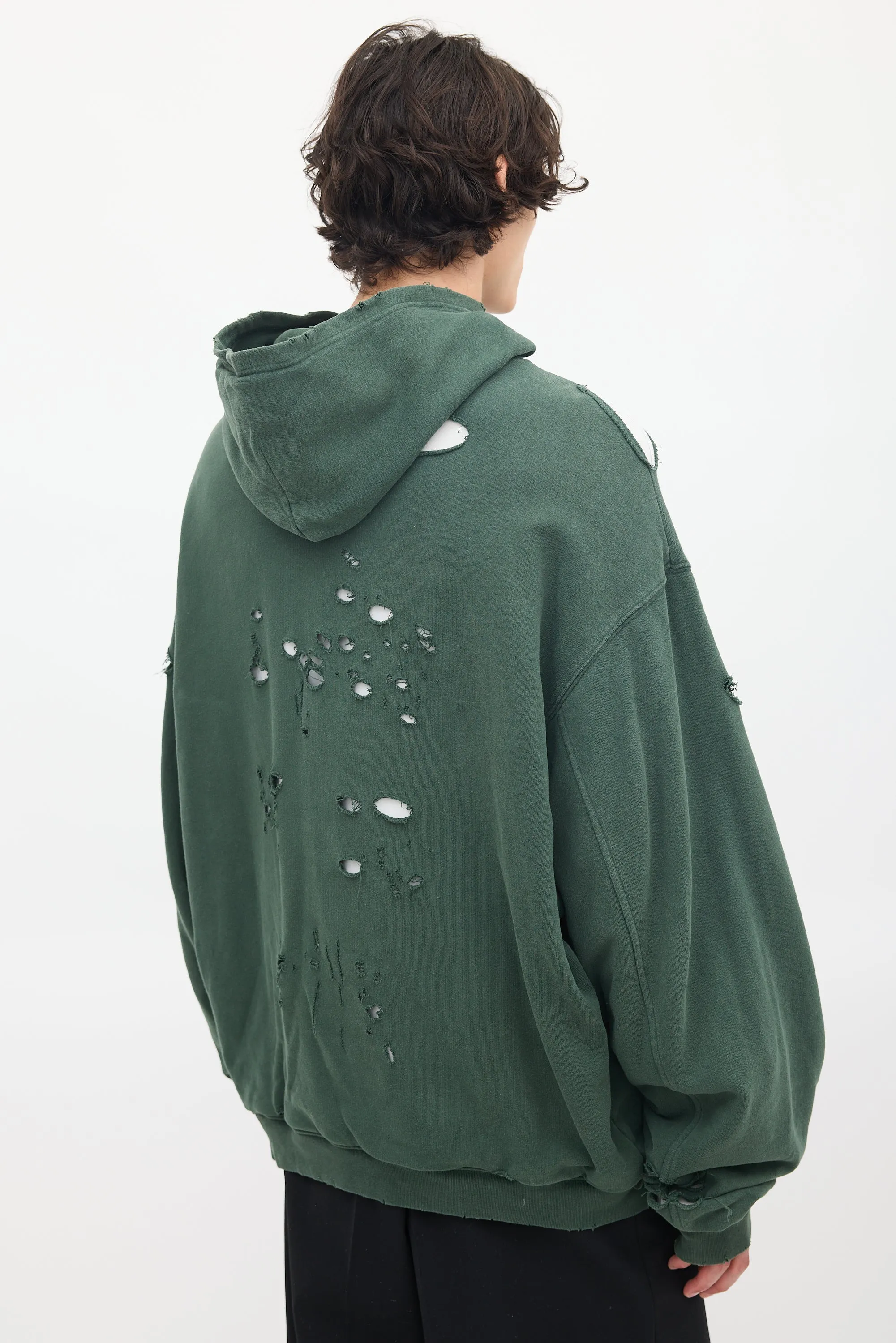 2021 Green & White Destroyed Logo Hoodie