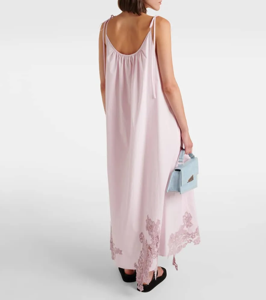 Acne Studios Lace-trimmed cotton midi dress