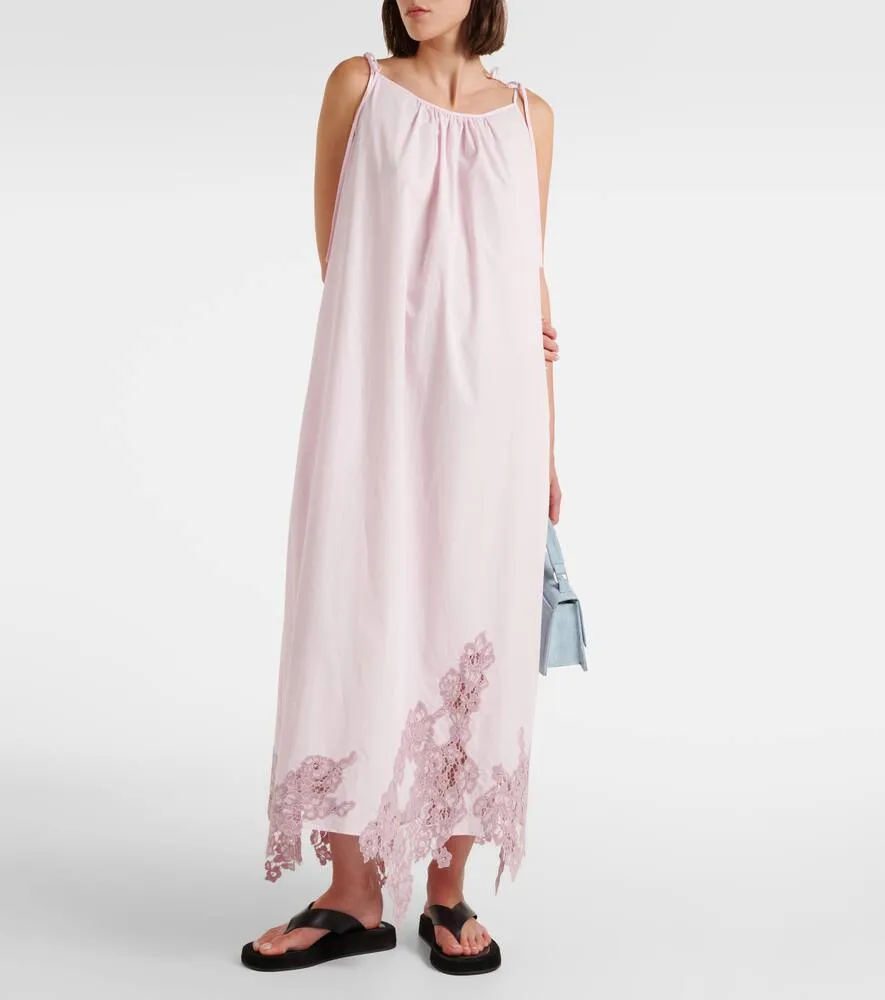 Acne Studios Lace-trimmed cotton midi dress