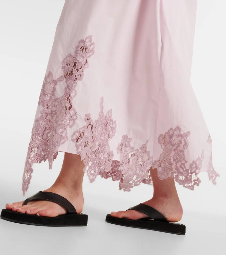 Acne Studios Lace-trimmed cotton midi dress