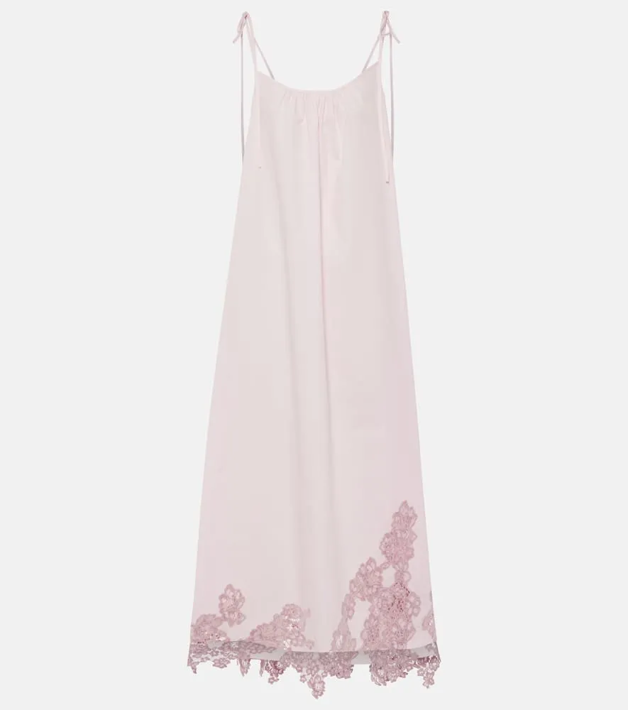 Acne Studios Lace-trimmed cotton midi dress