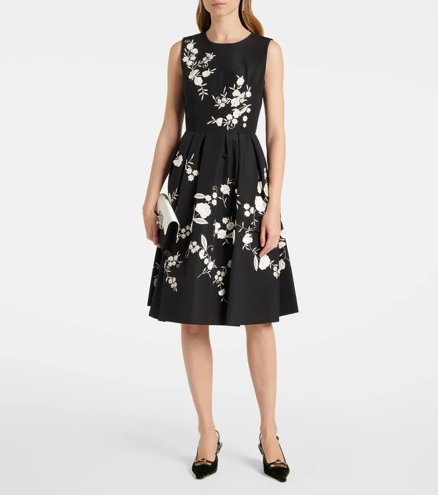 Carolina Herrera Embroidered silk midi dress