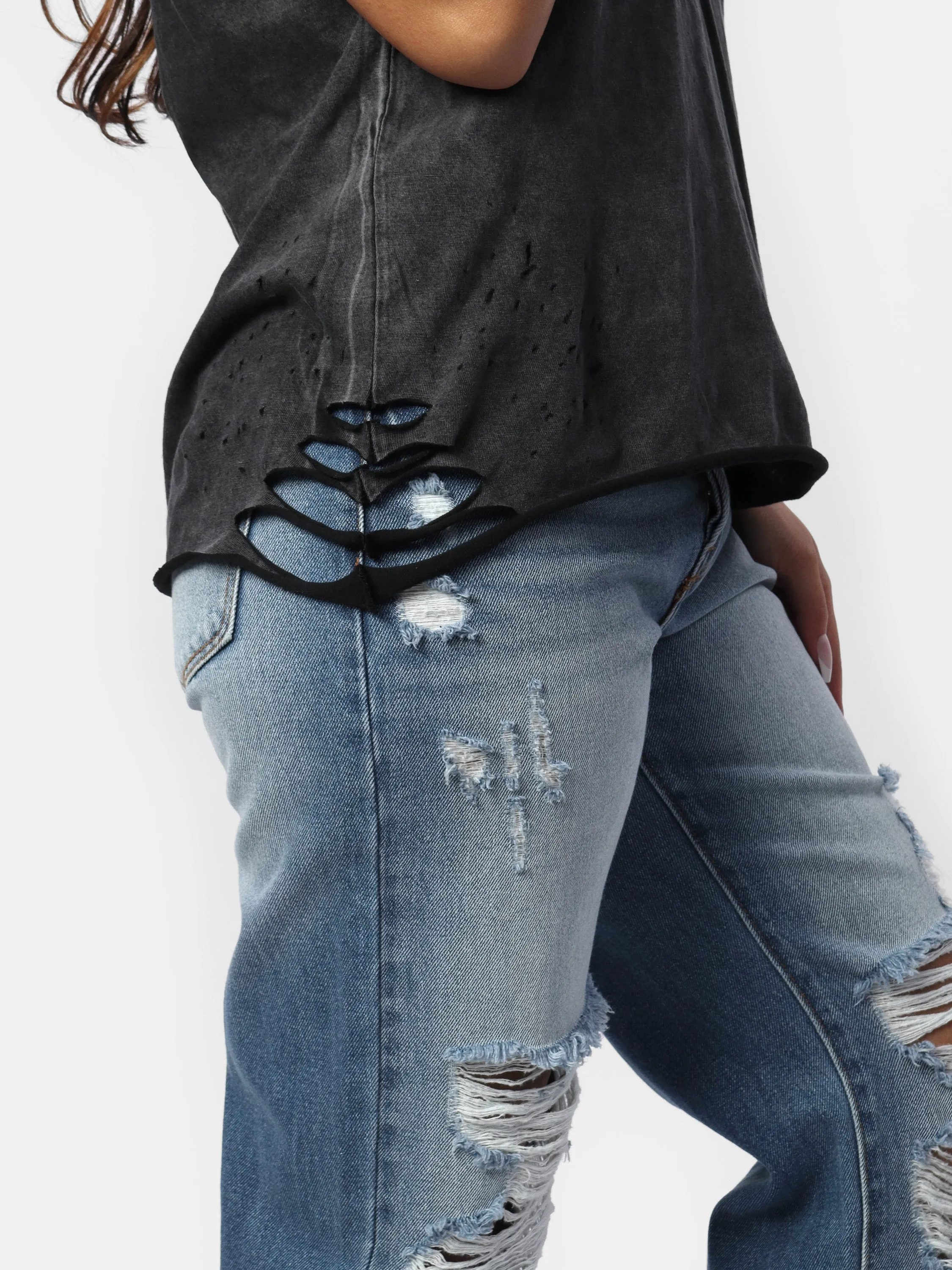 Charcoal Distressed Vintage Wash Tee