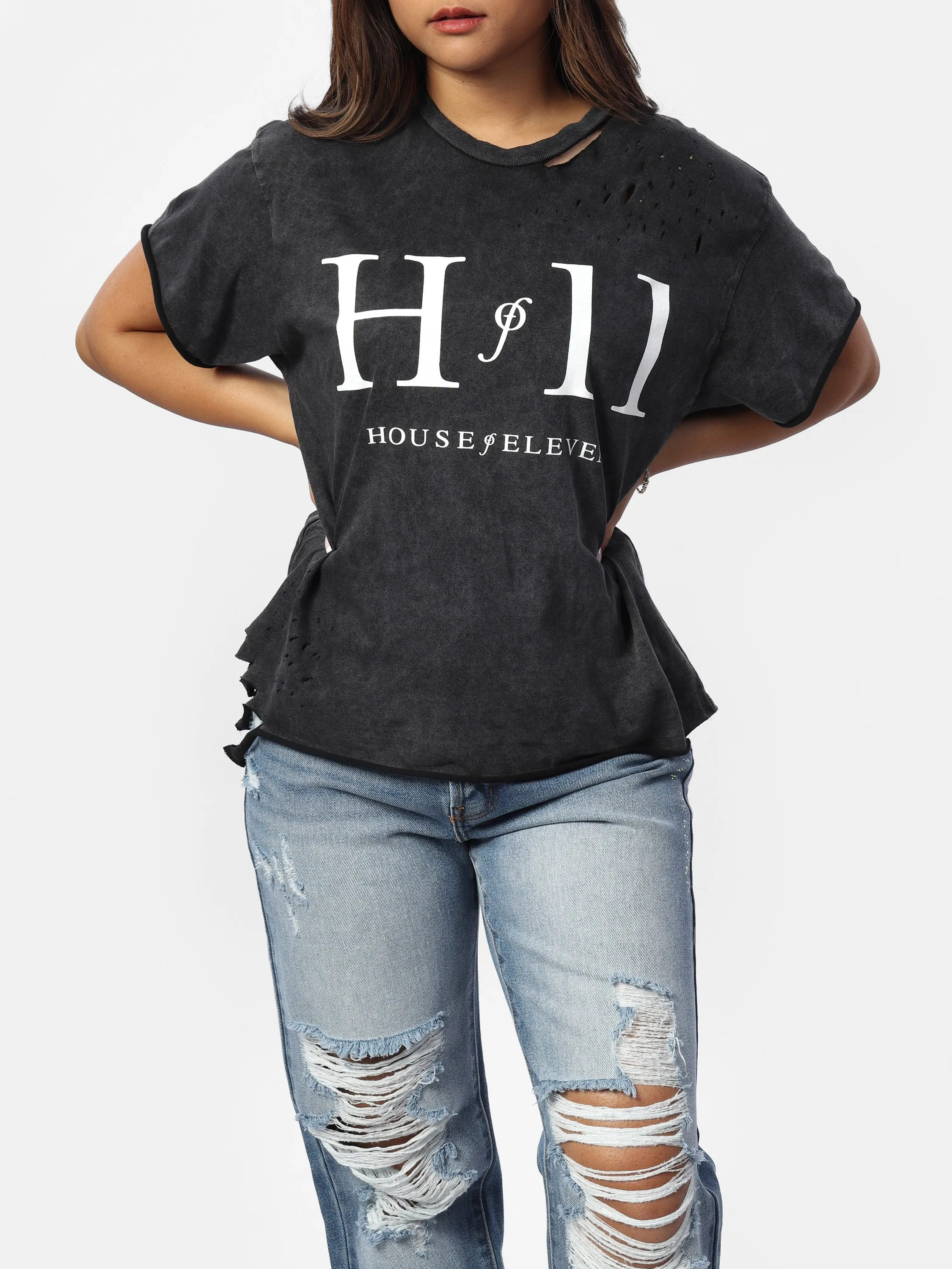 Charcoal Distressed Vintage Wash Tee