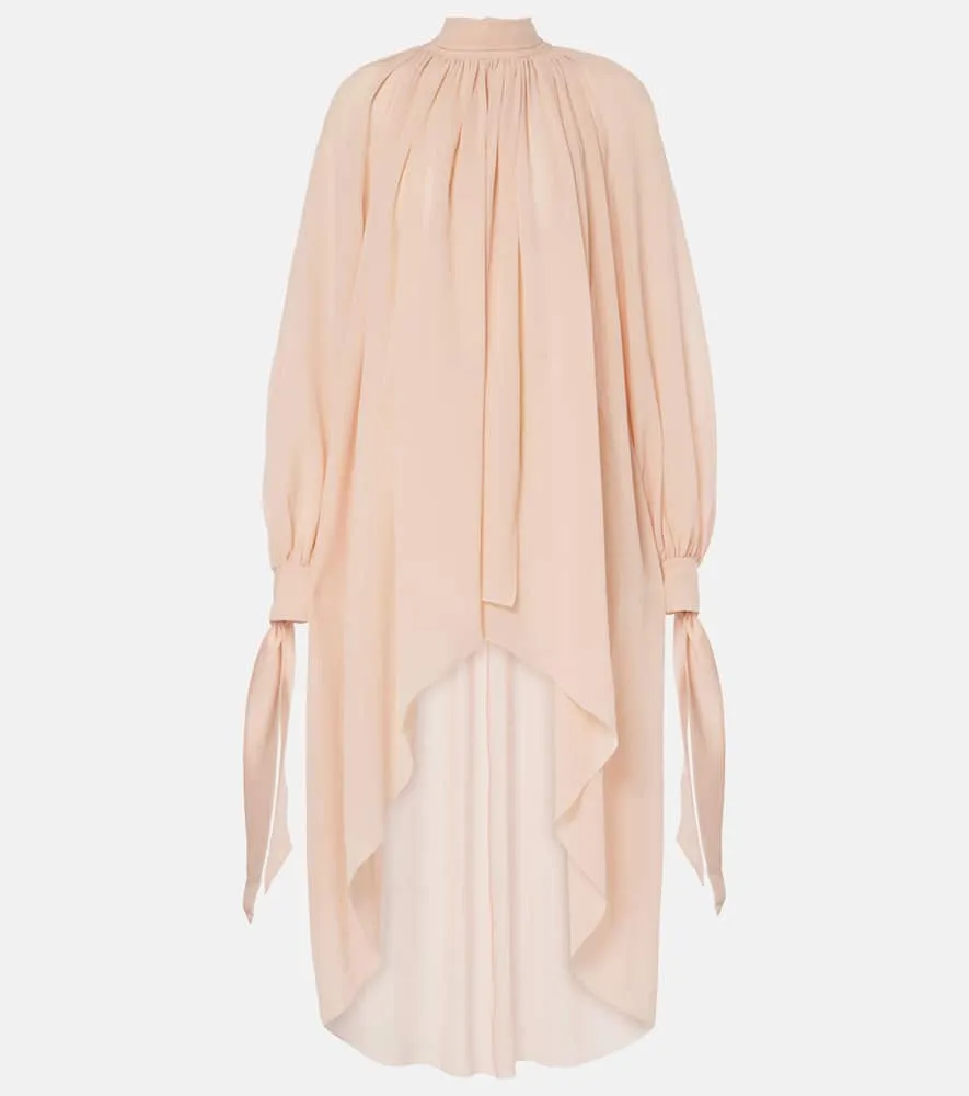 Chloe Gathered tie-neck silk georgette midi dress