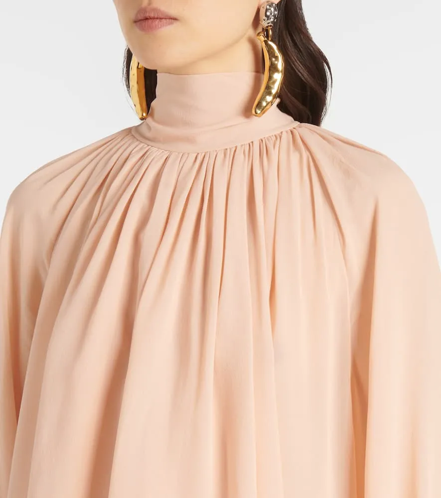 Chloe Gathered tie-neck silk georgette midi dress