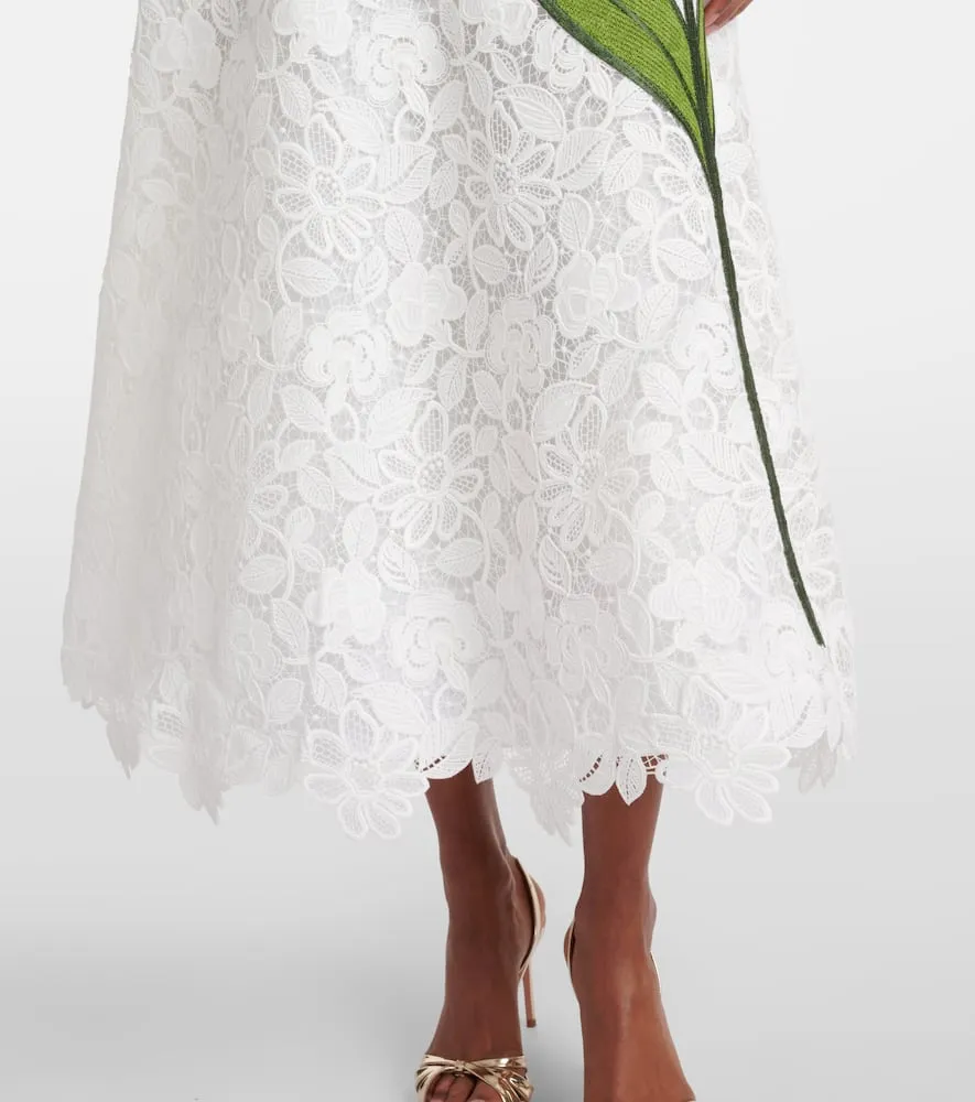 Costarellos Mariela floral sequined lace midi dress