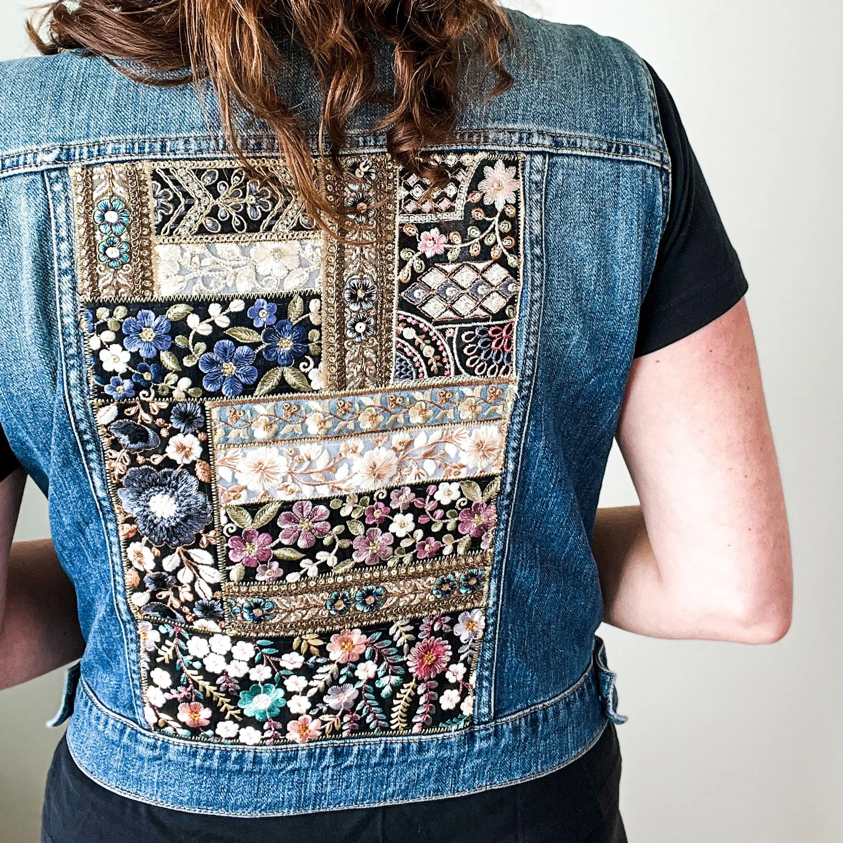 Denim Vest Embroidery- Large