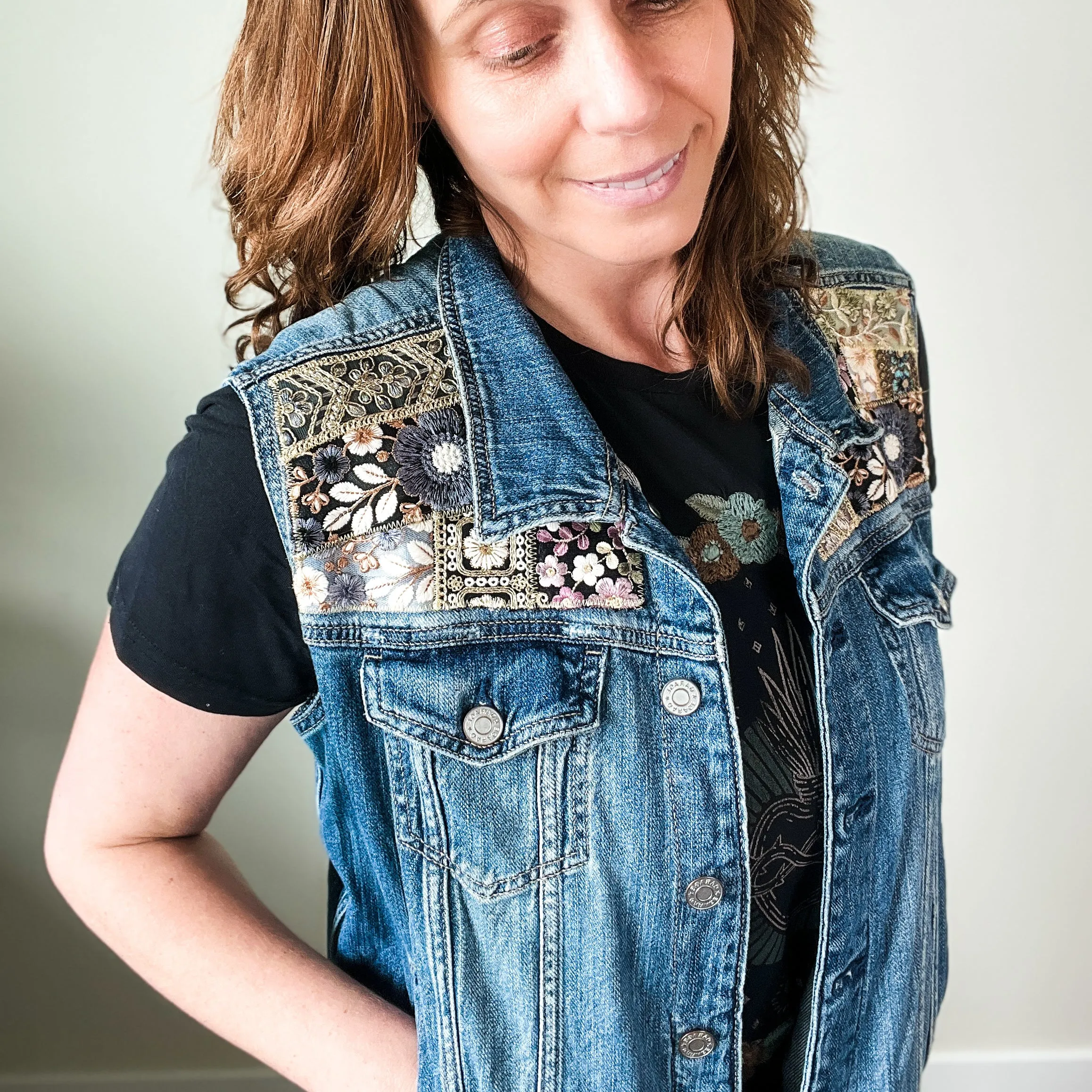 Denim Vest Embroidery- Large