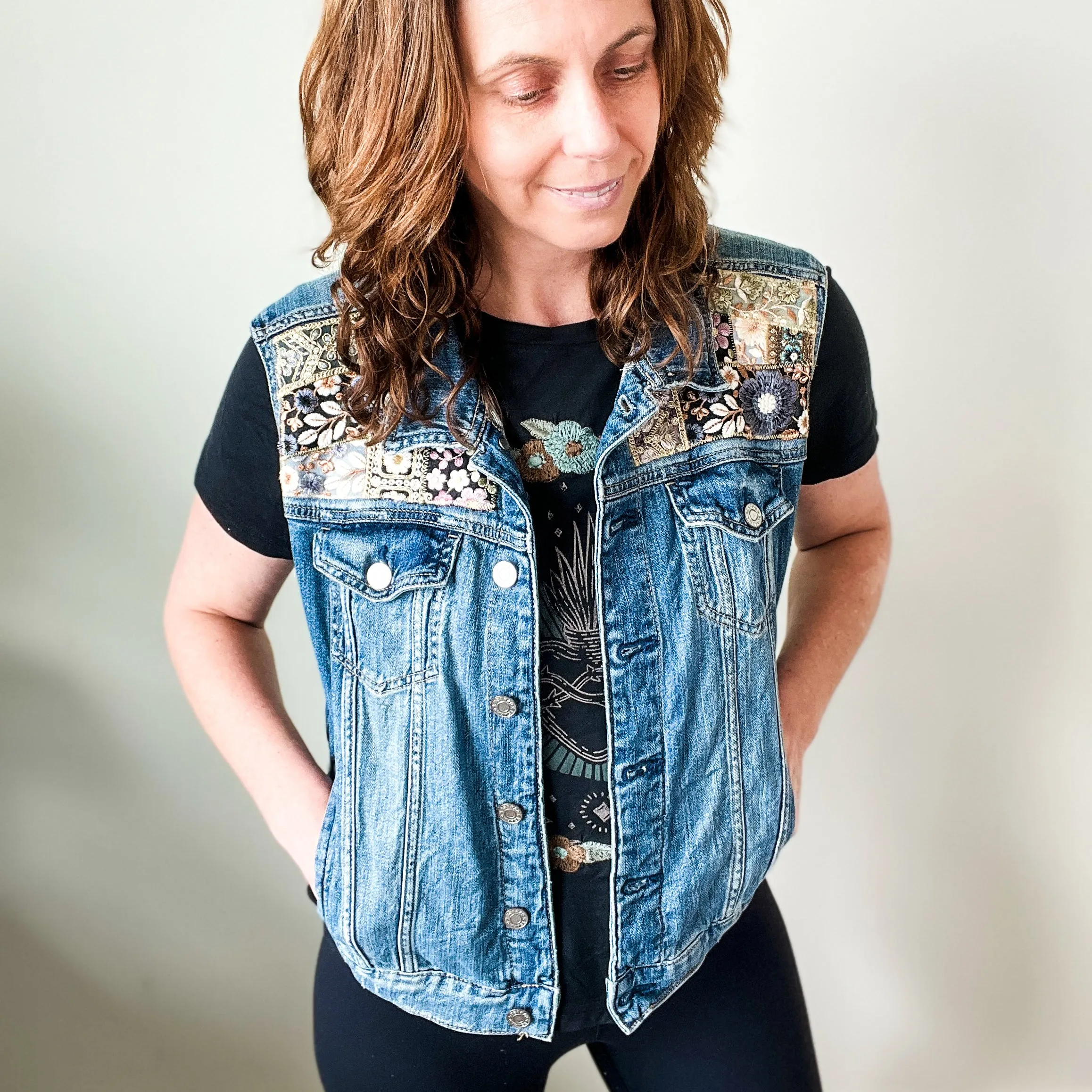 Denim Vest Embroidery- Large