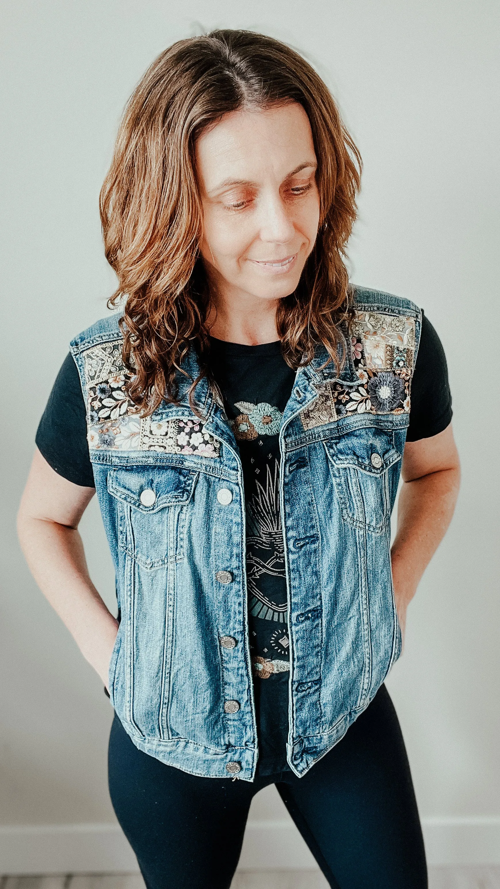 Denim Vest Embroidery- Large