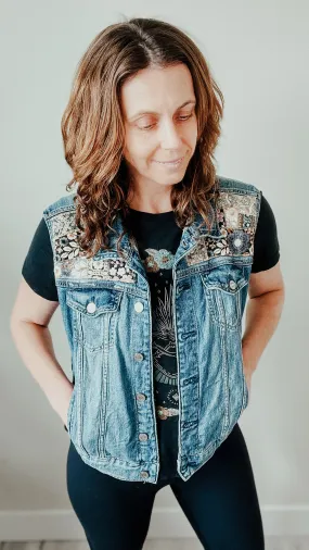 Denim Vest Embroidery- Large