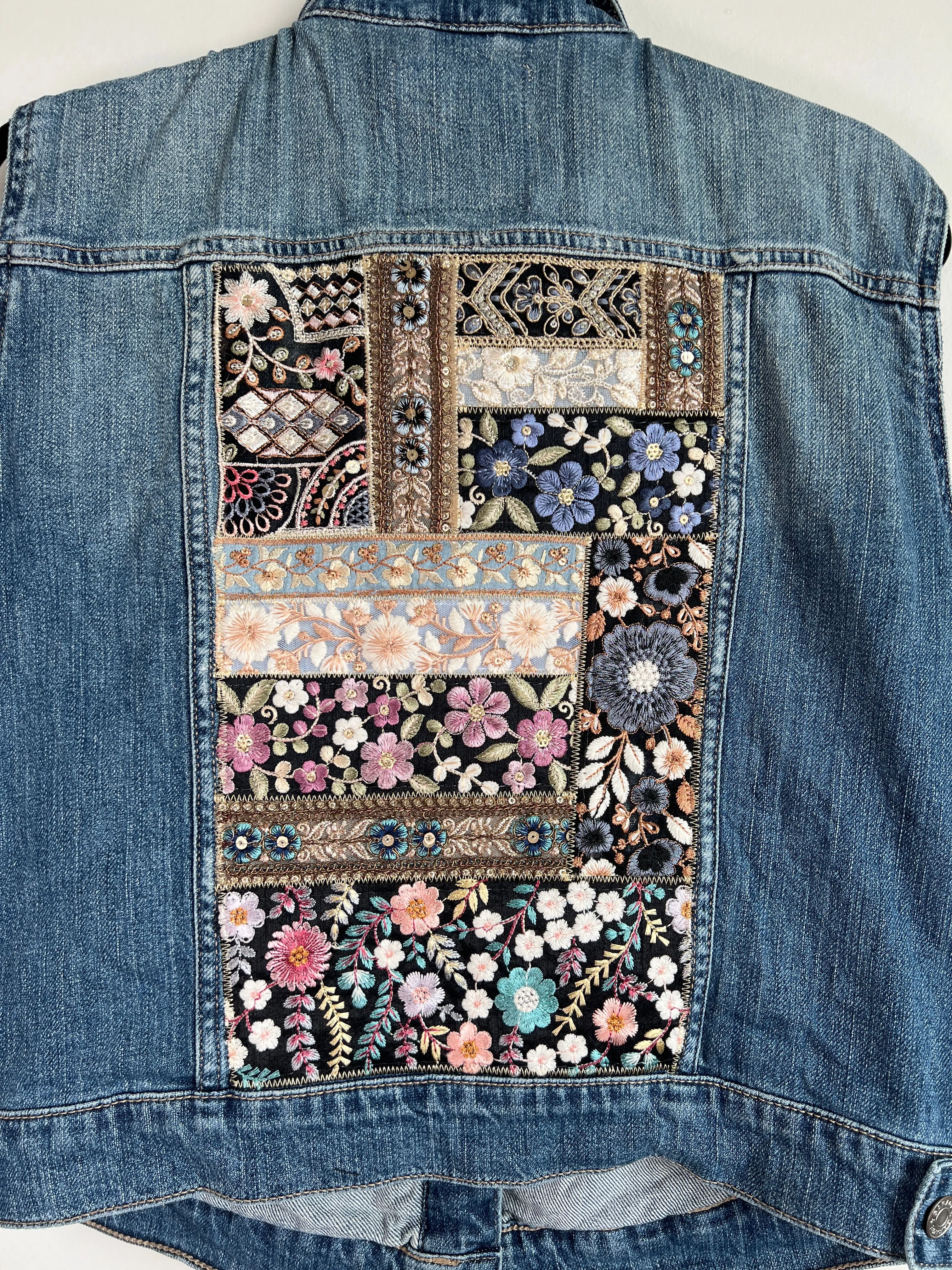 Denim Vest Embroidery- Large