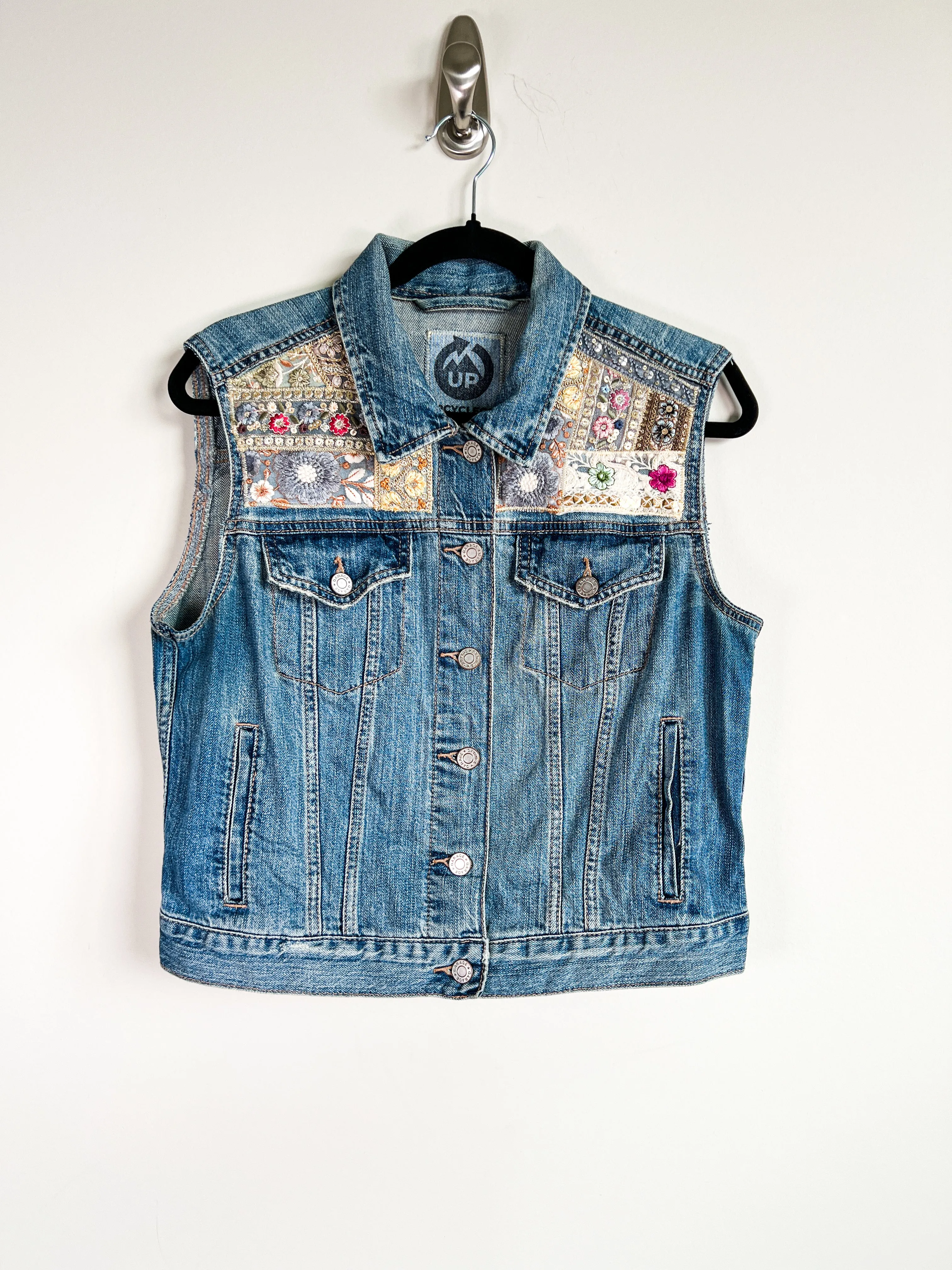 Denim Vest Embroidery- Medium