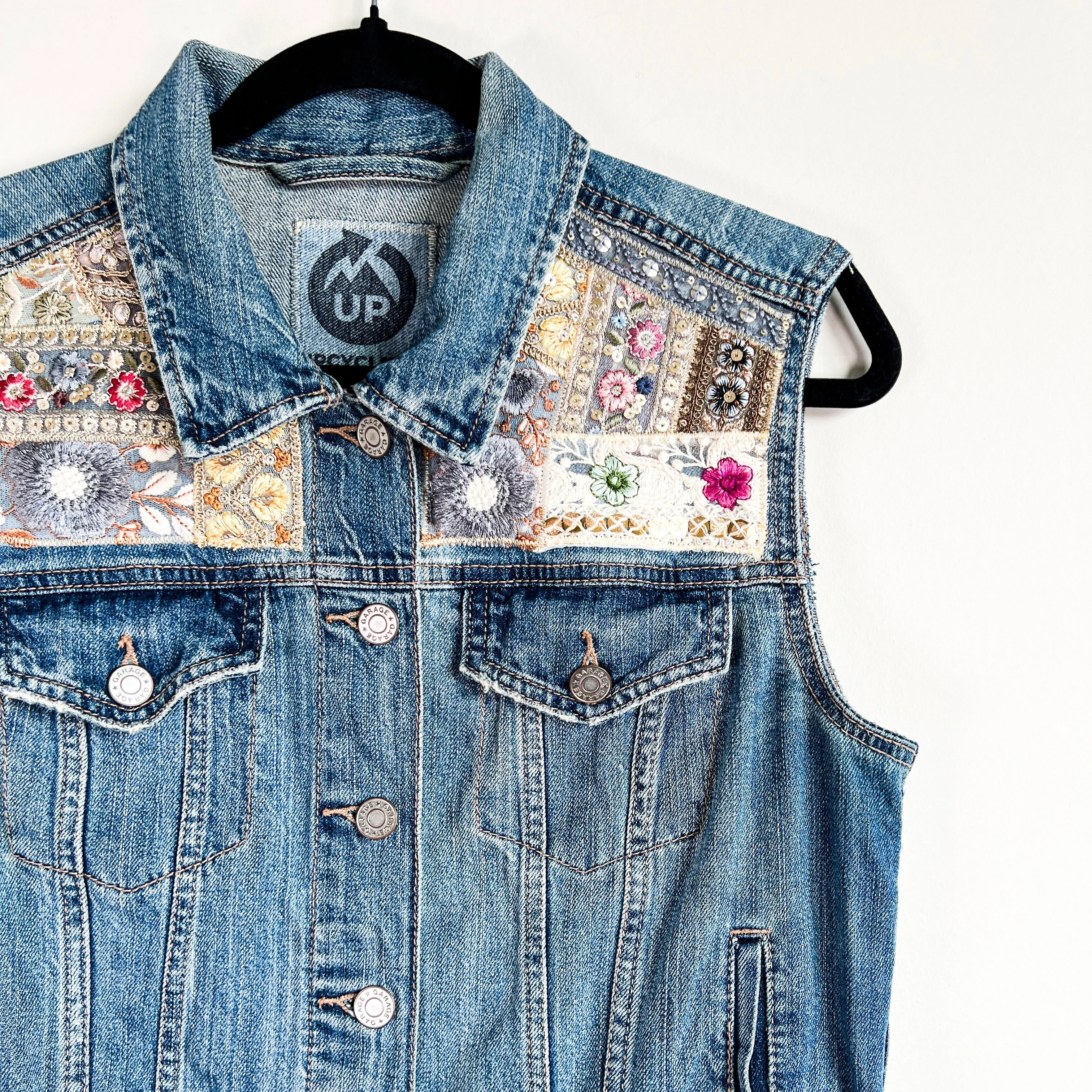 Denim Vest Embroidery- Medium