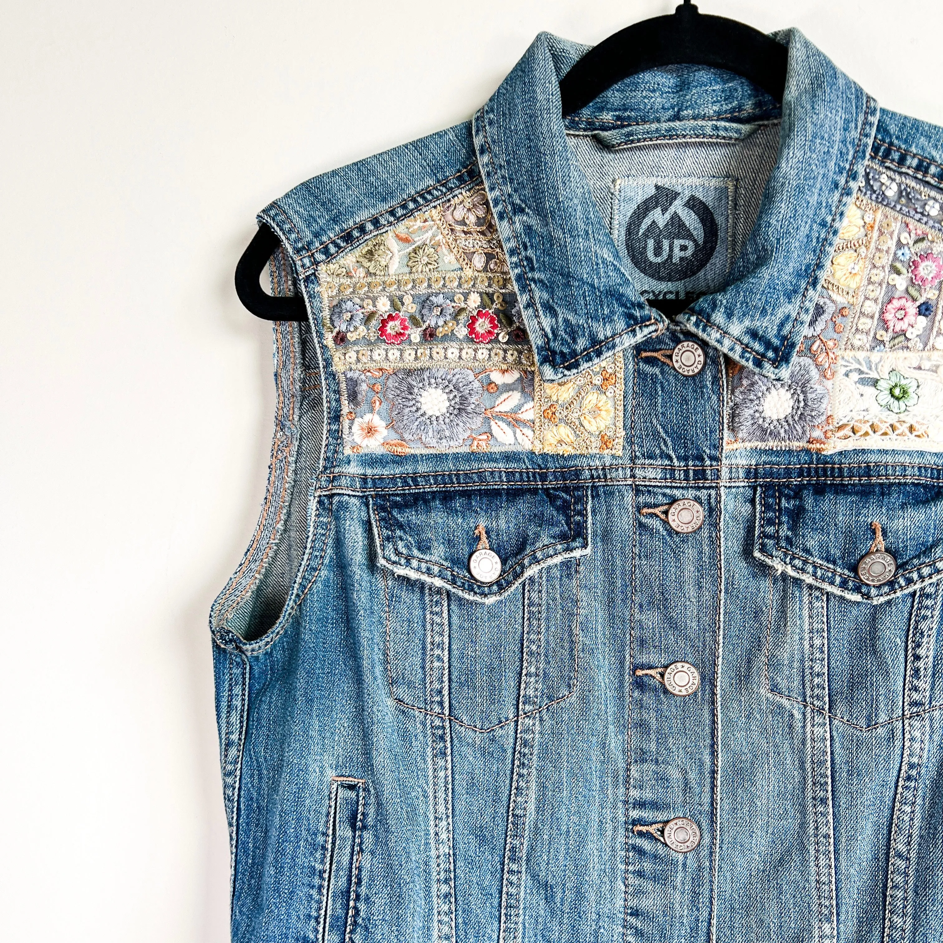 Denim Vest Embroidery- Medium