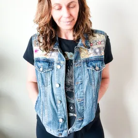 Denim Vest Embroidery- Medium