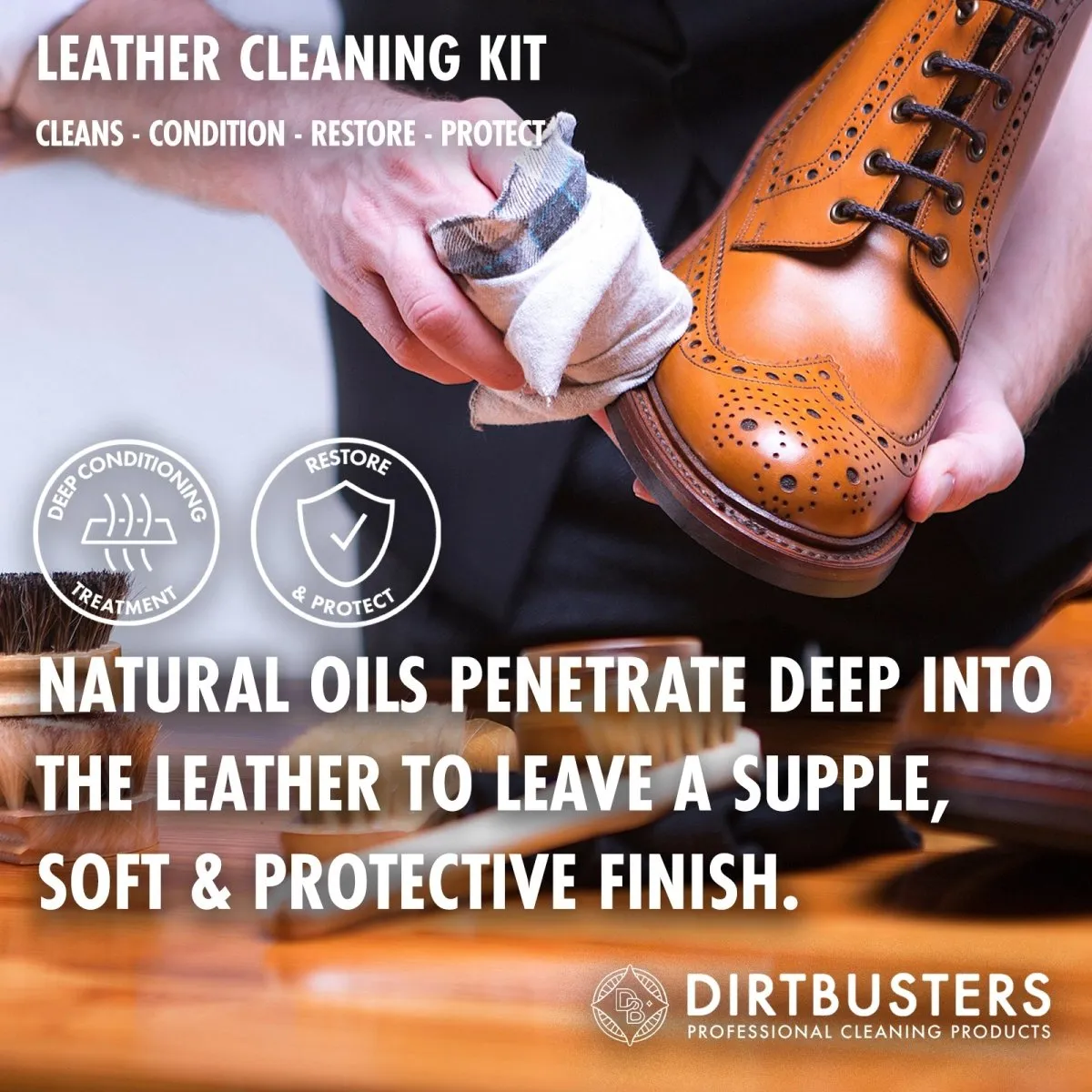 Dirtbusters Leather Deodoriser Clean & Condition Kit (x2 500ml)
