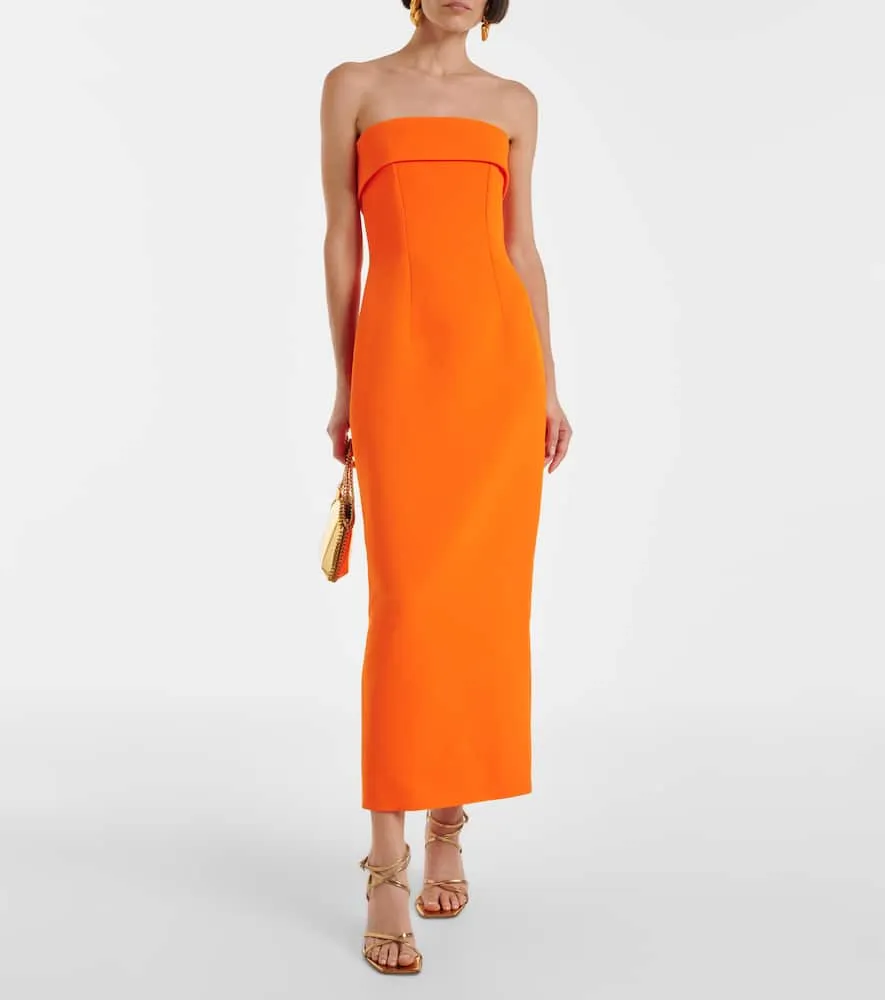 Emilia Wickstead Keeley strapless crêpe midi dress