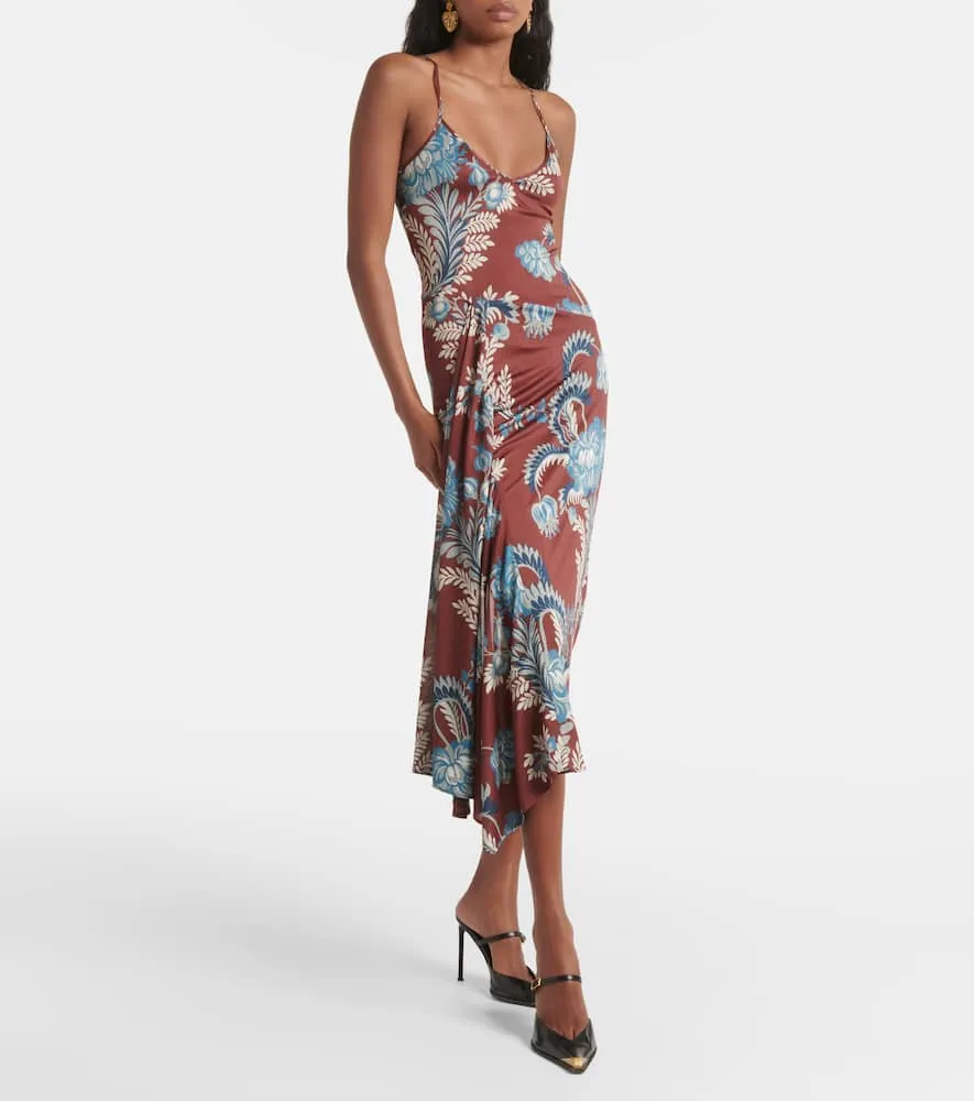 Etro Floral satin midi dress