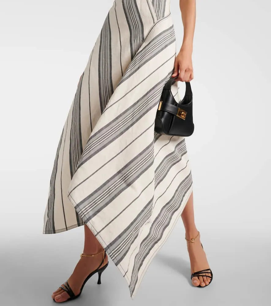 Ferragamo Striped linen and cotton maxi dress