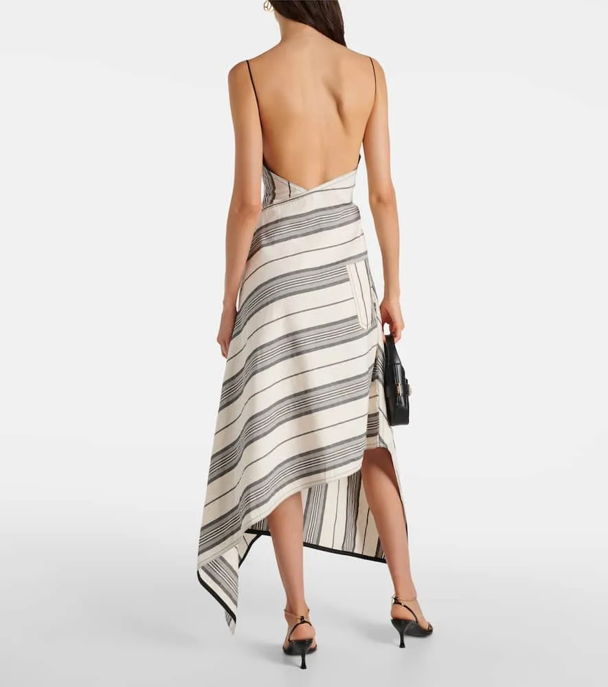 Ferragamo Striped linen and cotton maxi dress