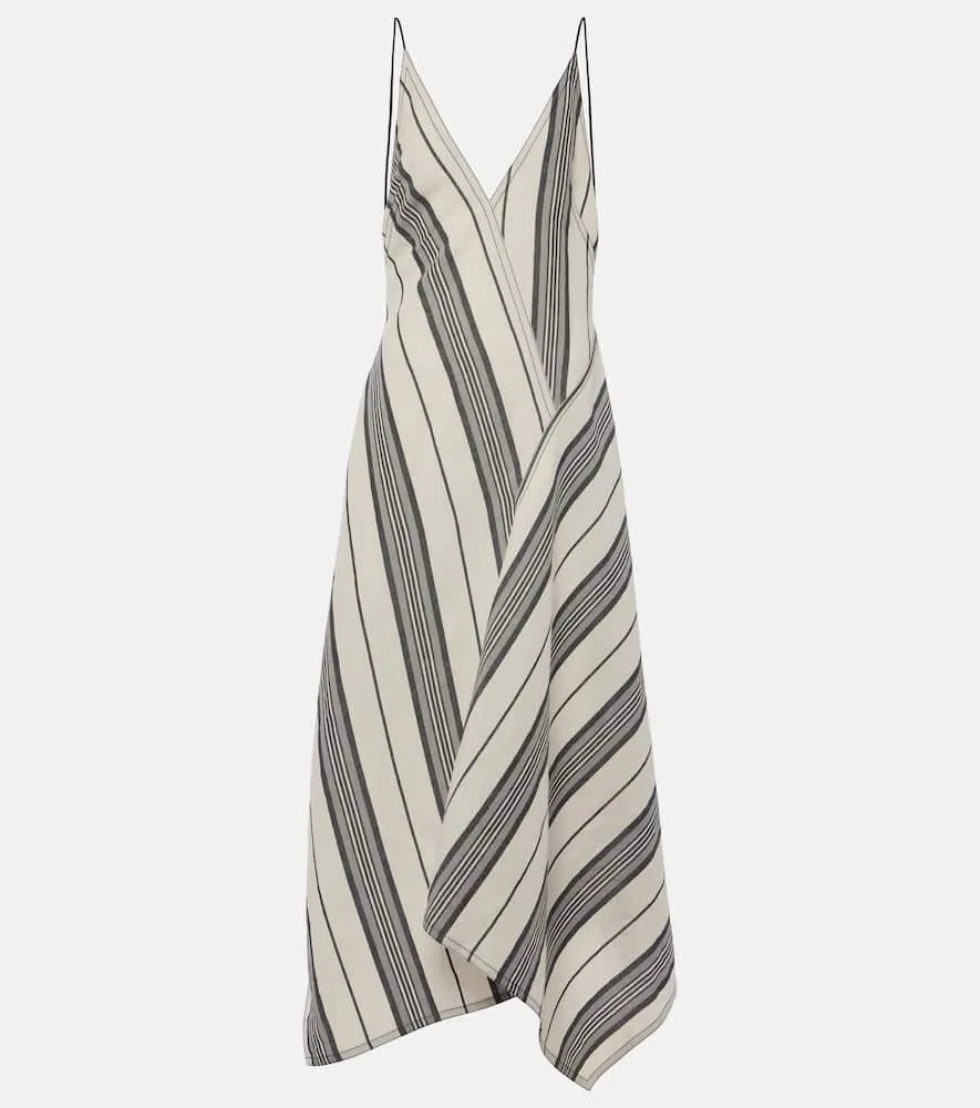 Ferragamo Striped linen and cotton maxi dress
