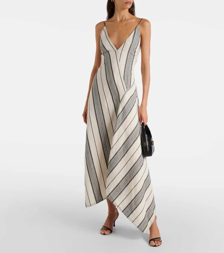 Ferragamo Striped linen and cotton maxi dress