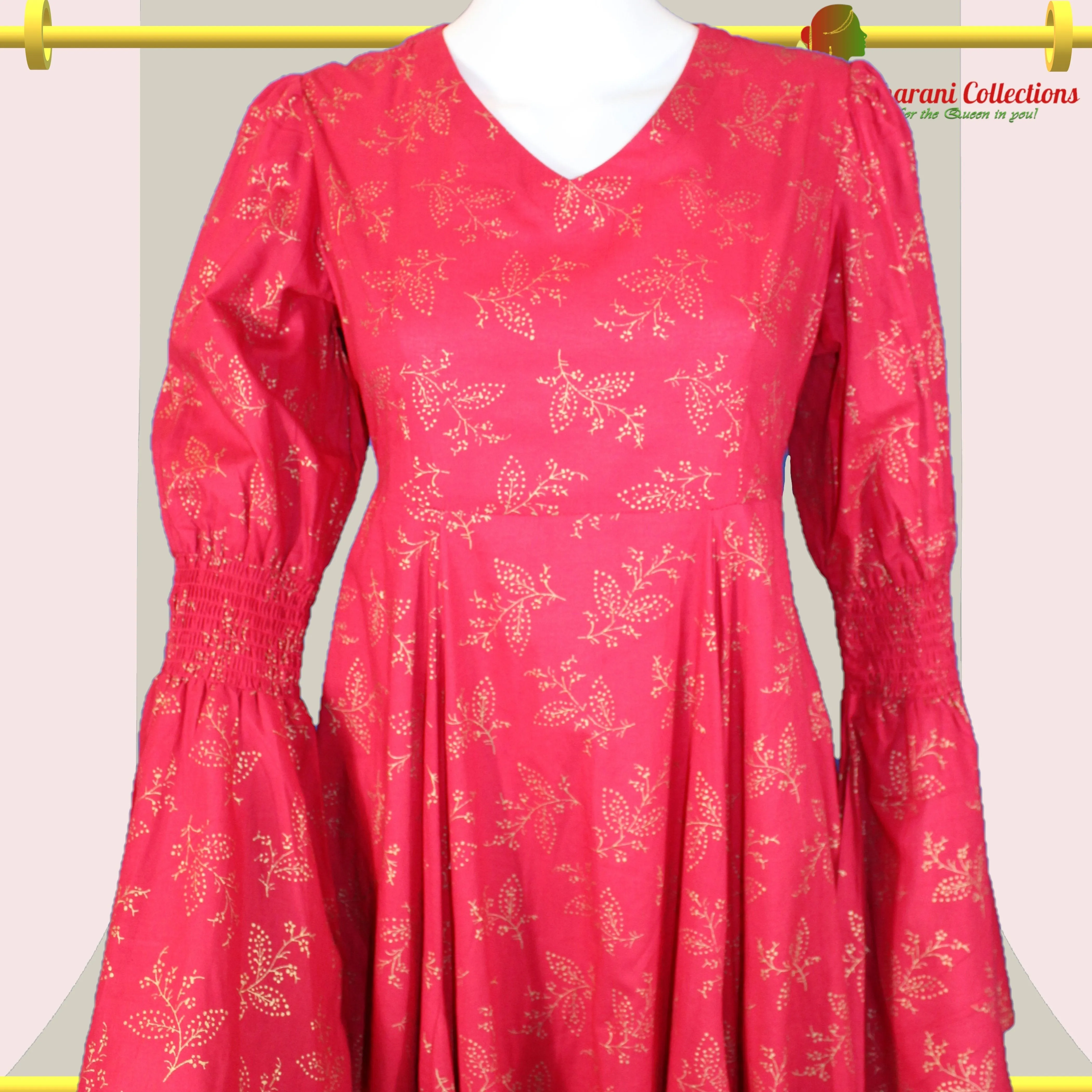 Georgette and Satin Silk Long Evening Dress - Magenta (L)