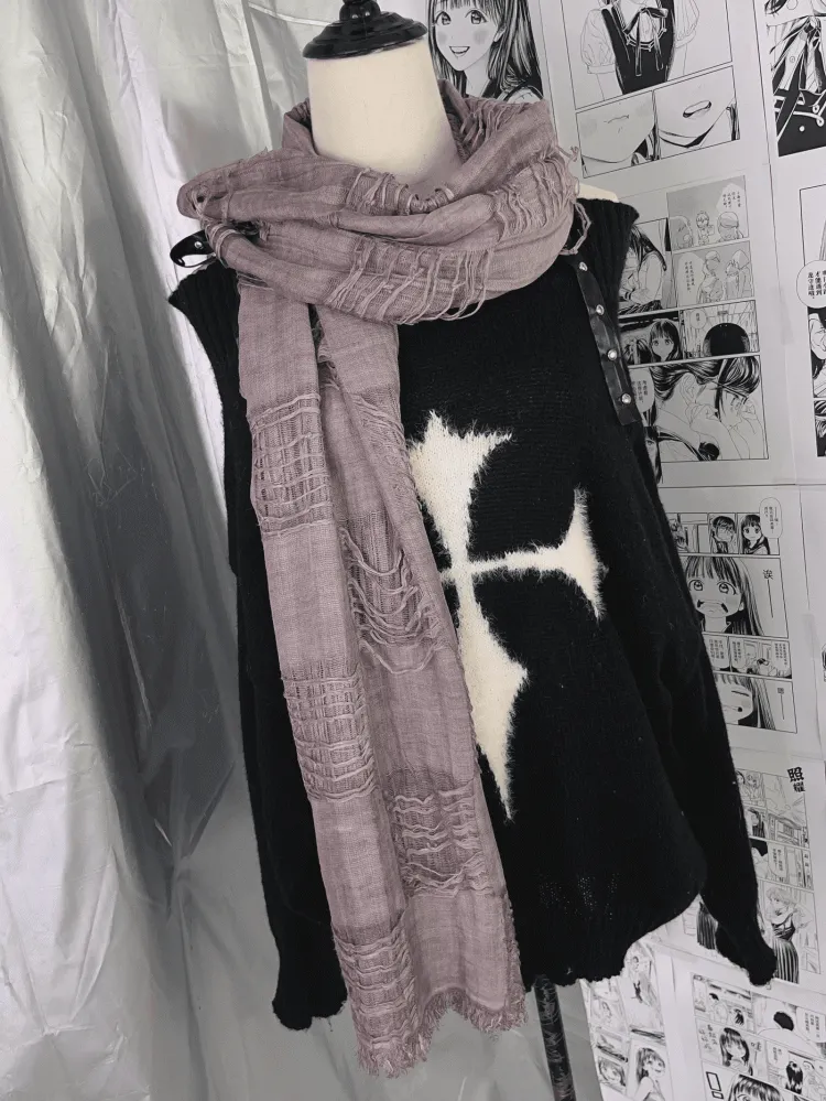 Gray Wasteland Punk Distressed Scarf