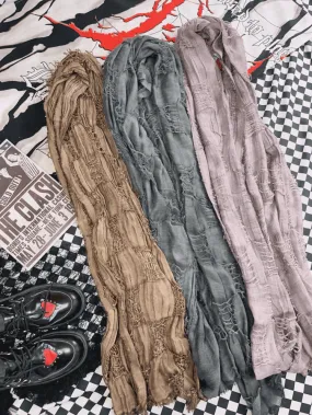 Gray Wasteland Punk Distressed Scarf