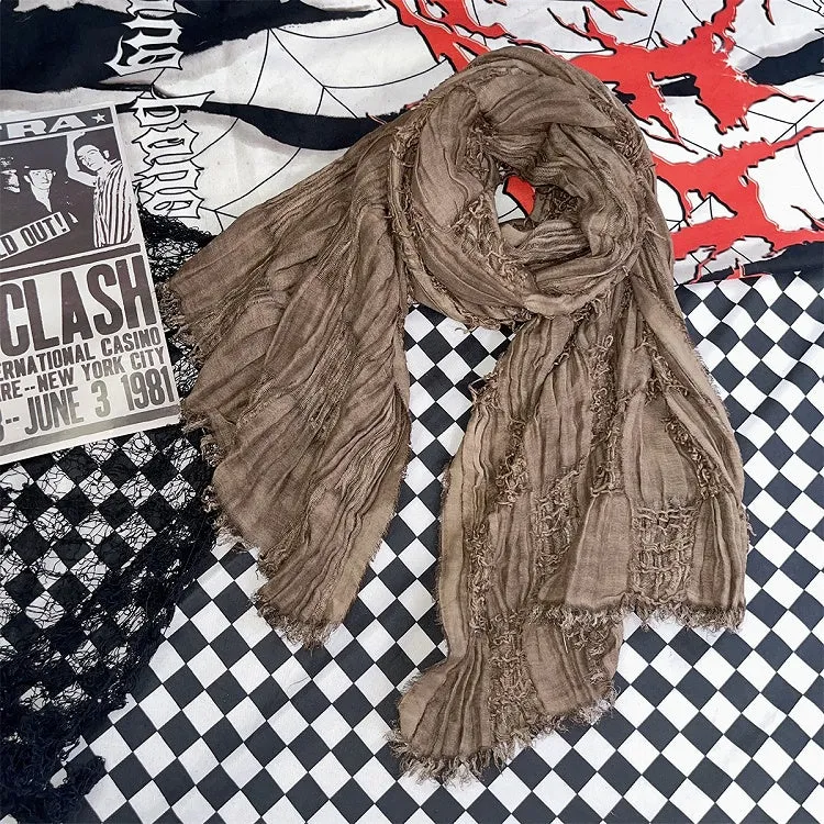 Gray Wasteland Punk Distressed Scarf