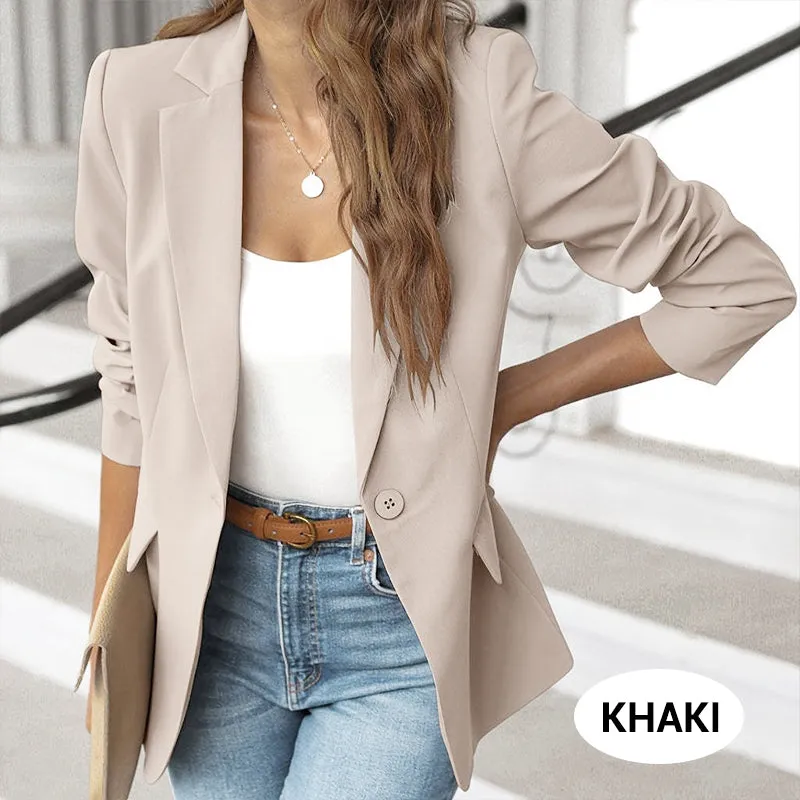 HOT SALE 50% OFFElegant Soft Solid Color Lapel Buttons Jacket