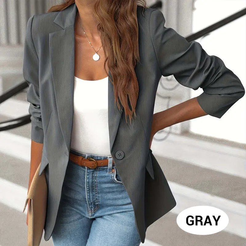 HOT SALE 50% OFFElegant Soft Solid Color Lapel Buttons Jacket