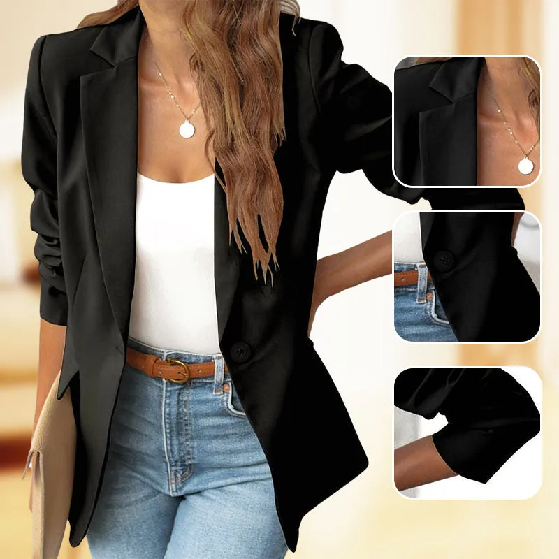 HOT SALE 50% OFFElegant Soft Solid Color Lapel Buttons Jacket