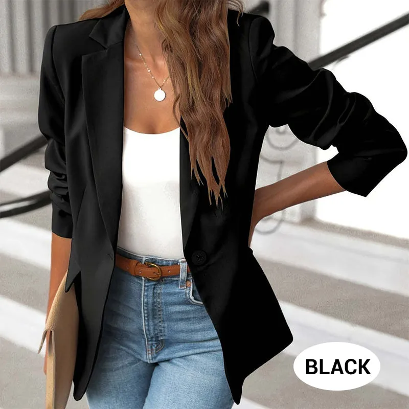 HOT SALE 50% OFFElegant Soft Solid Color Lapel Buttons Jacket