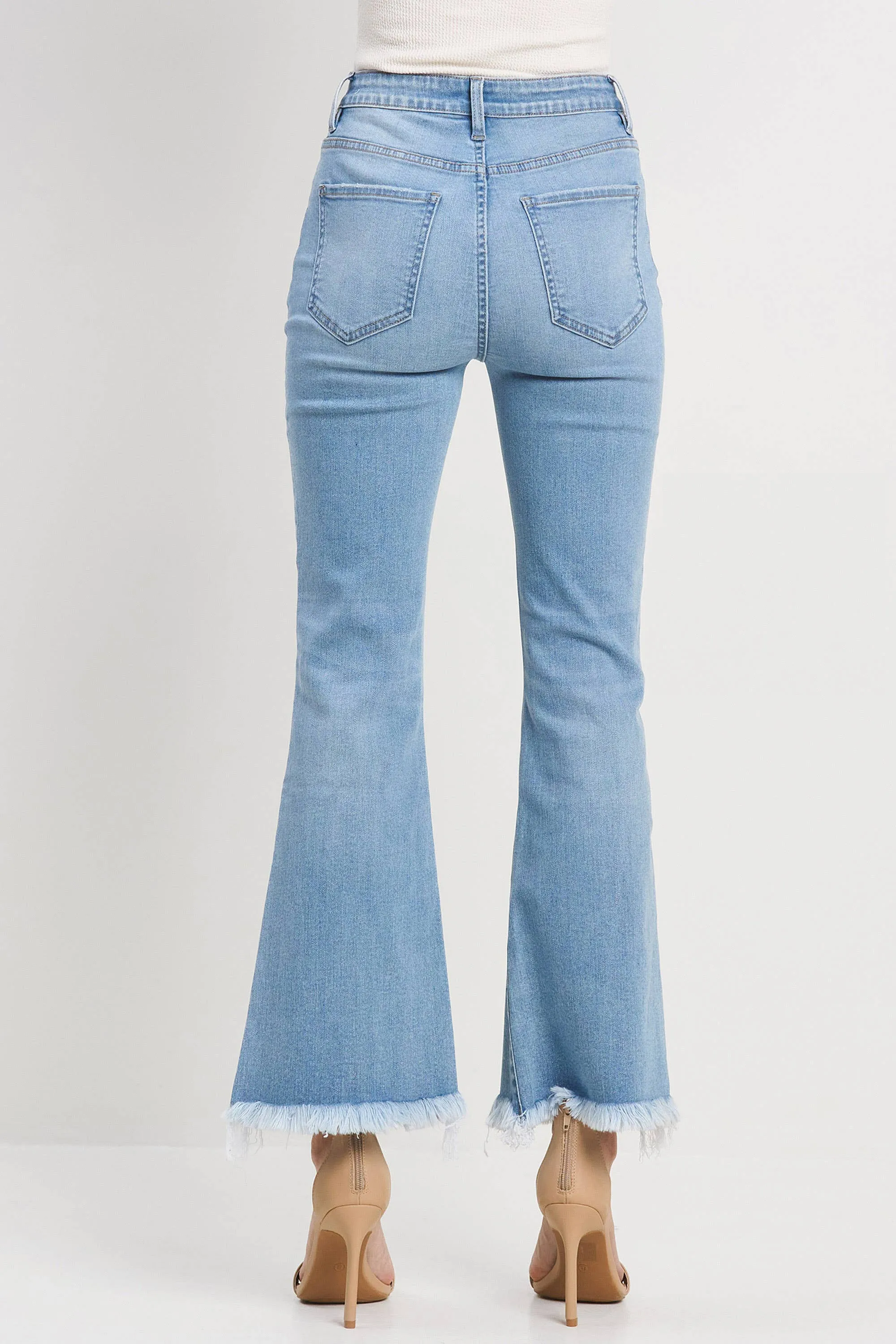 Jelly Jeans - Flare Light Wash with Knee Slit and Frayed Hem (Sizes 25-31)