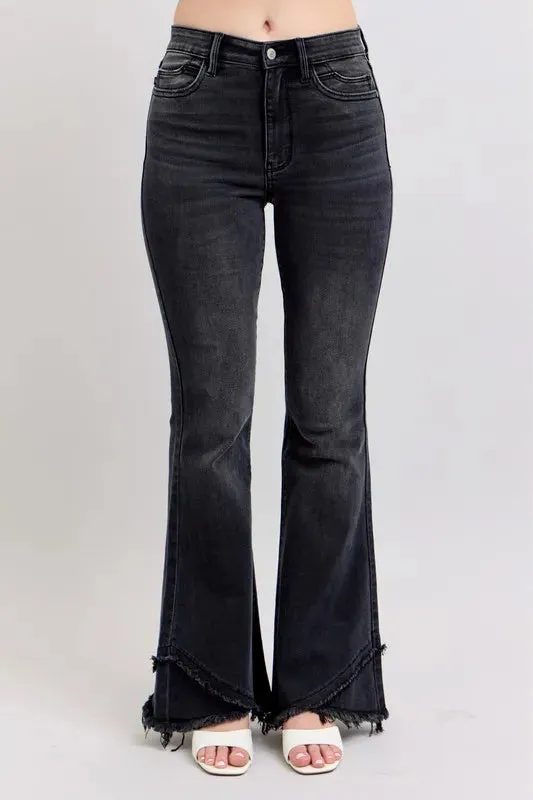 Judy Blue Full Size High Waist Flare W Mock Fray Hem Plus Size