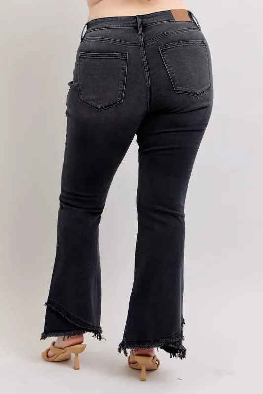 Judy Blue Full Size High Waist Flare W Mock Fray Hem Plus Size