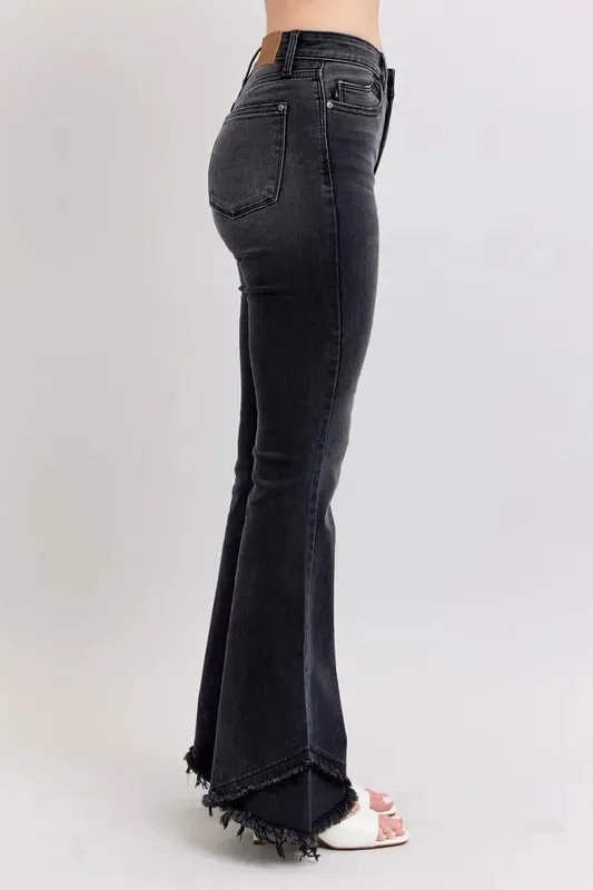 Judy Blue Full Size High Waist Flare W Mock Fray Hem Plus Size