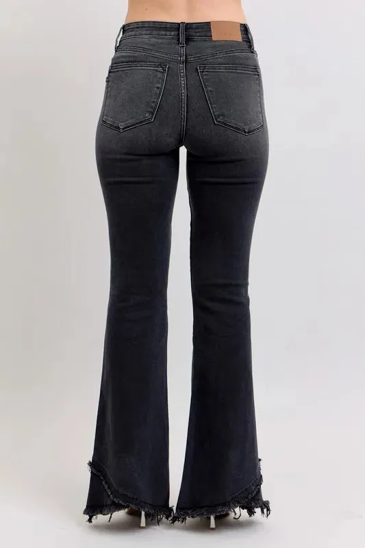 Judy Blue Full Size High Waist Flare W Mock Fray Hem Plus Size