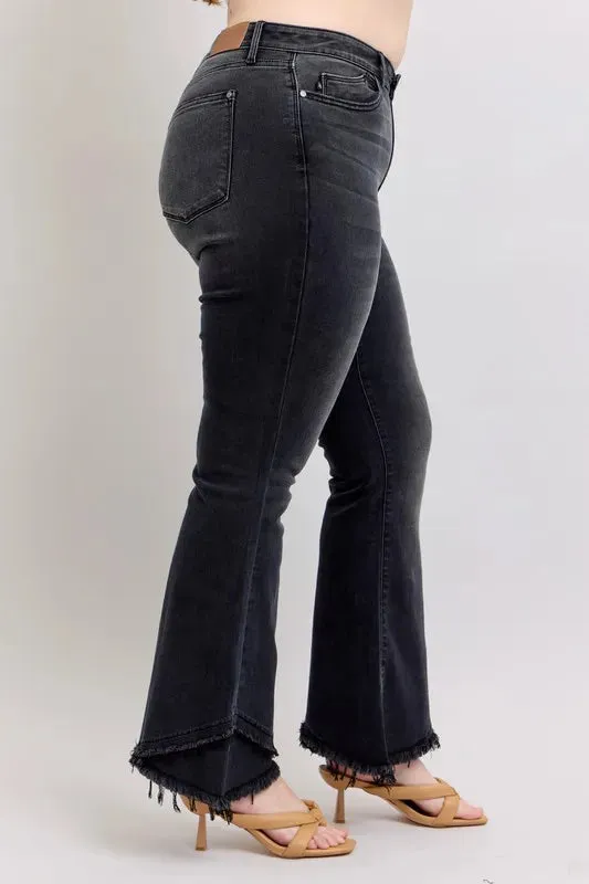 Judy Blue Full Size High Waist Flare W Mock Fray Hem Plus Size
