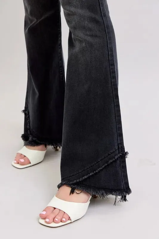 Judy Blue Full Size High Waist Flare W Mock Fray Hem Plus Size
