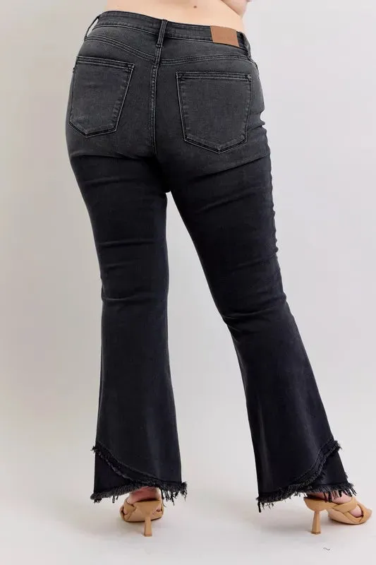 Judy Blue Full Size High Waist Flare W Mock Fray Hem Plus Size