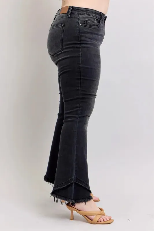 Judy Blue Full Size High Waist Flare W Mock Fray Hem Plus Size