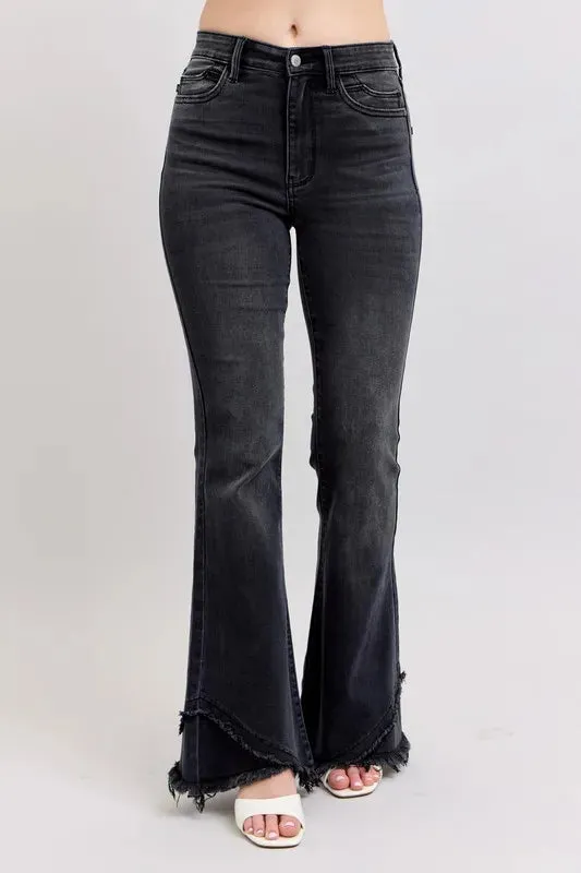 Judy Blue Full Size High Waist Flare W Mock Fray Hem Plus Size