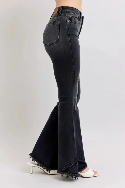 Judy Blue Full Size High Waist Flare W Mock Fray Hem Plus Size