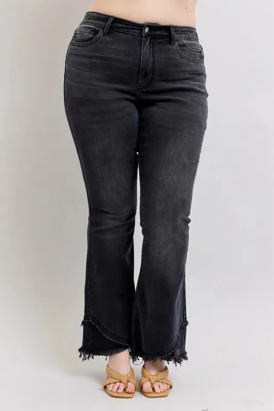 Judy Blue Full Size High Waist Flare W Mock Fray Hem Plus Size