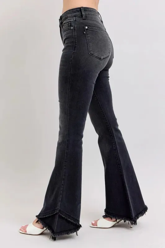 Judy Blue Full Size High Waist Flare W Mock Fray Hem Plus Size