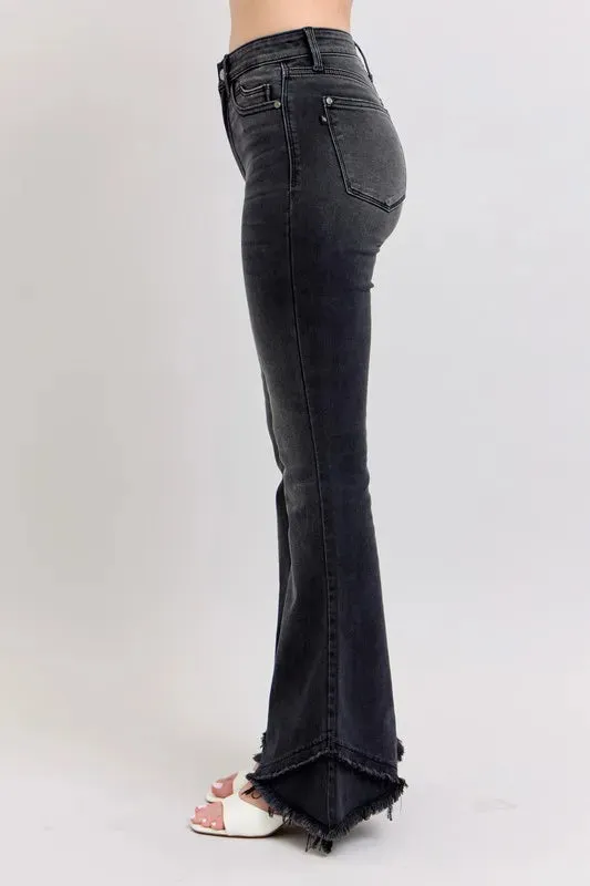 Judy Blue Full Size High Waist Flare W Mock Fray Hem Plus Size
